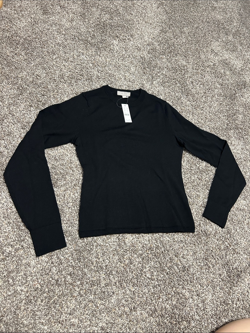 J. Crew Black Long-Sleeve Crewneck Merino Wool Top